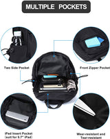 SEAFEW - Mochila pequeña negra con bandolera para hombres y mujeres, mochila ligera con una correa, puerto de carga USB, nailon