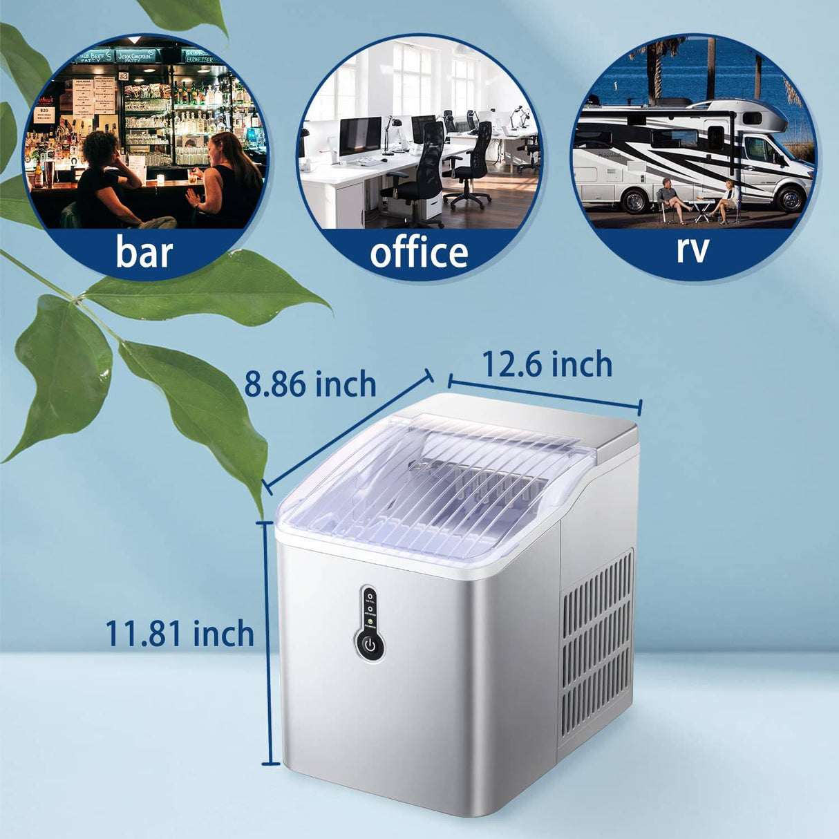 ZAFRO - Máquina para hacer hielo en la encimera, compacta y portátil con cuchara para hielo y cesta, de 26 libras/24 horas - DIGVICE MX