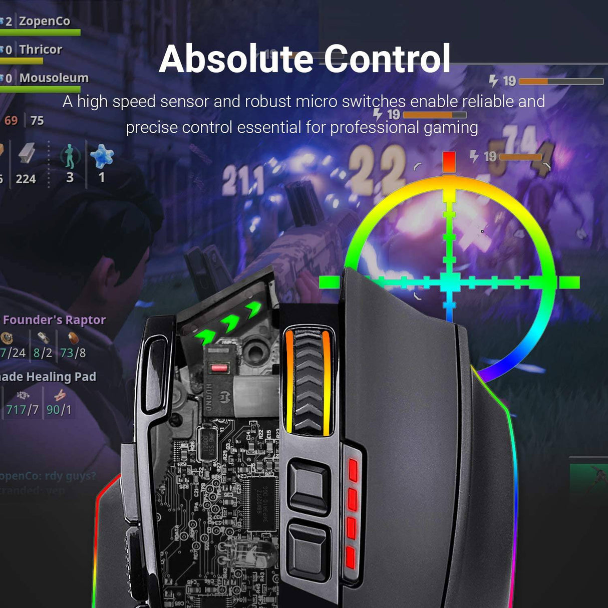 Redragon M801 Ratón para juegos LED RGB retroiluminado MMO 9 Botones programables Ratón con macro Grabación Botones laterales Botón de disparo rápido 16000 DPI para Windows PC Gamer (Inalámbrico, Negro)