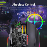 Redragon M801 Ratón para juegos LED RGB retroiluminado MMO 9 Botones programables Ratón con macro Grabación Botones laterales Botón de disparo rápido 16000 DPI para Windows PC Gamer (Inalámbrico, Negro)