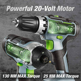 WORKPRO - Juego de taladro inalámbrico de 20 V, taladro y atornillador de impacto, con 2 baterías de 2 Ah y cargador rápido de 1 hora - DIGVICE MX
