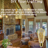SMARTOTO - Bombilla inteligente WiFi Edison ámbar compatible con Alexa y Google Assistant, vintage regulable E26 ST21 ST64 equivalente a 60 W 2700 K blanco suave no requiere concentrador bombillas LED doradas (1 paquete) - DIGVICE MX