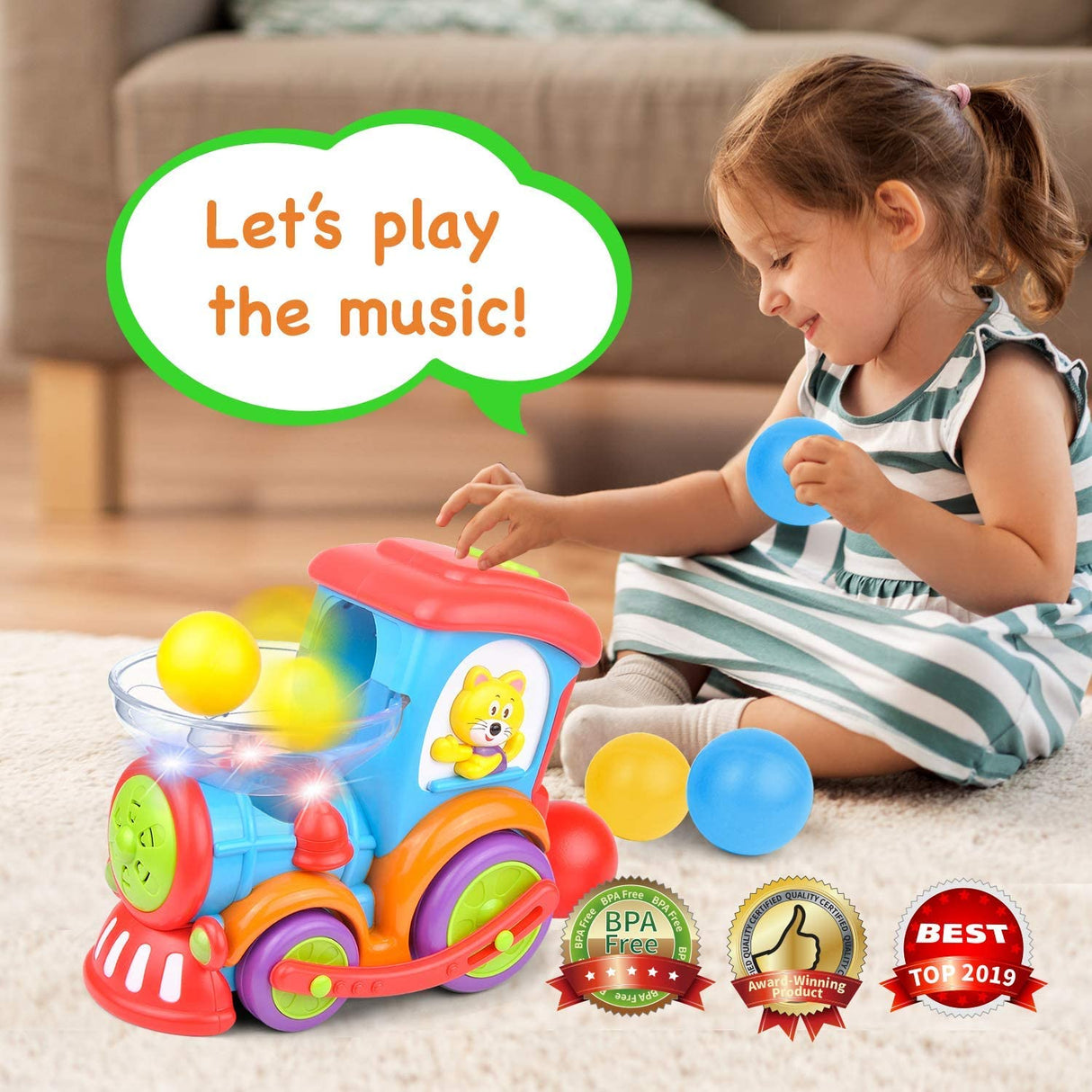 Kidpal Juguete para bebés, juguetes educativos para bebés, luz, música, persecución, estallido de bolas, juguete de coche para bebés - B07W17MX4B