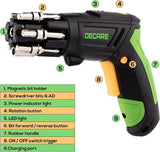 Destornillador eléctrico Decare, pistola de tornillo eléctrica inalámbrica recargable de 3,6 V con 6 uds. Bits, 1 Uds. Adaptador de extensión y luz LED - DIGVICE MX