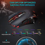 Dacoity - Ratón para juegos con cable, ratón para juegos de PC Gamer Mouse RGB LED 7200 DPI 7 botones programables Plug Play  - Negro
