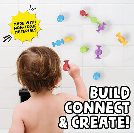 BUNMO Juguetes de baño de succión texturizados 10 piezas | Conectar, Construir, Crear - B09W8ZRSHR