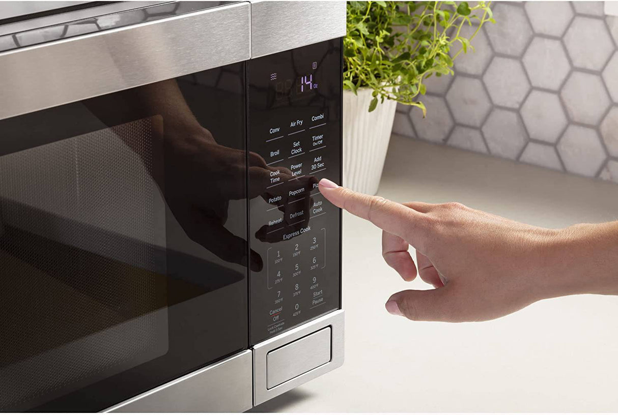 GE  - Horno de microondas 3 en 1 para encimera | completo con freidora de aire, asador y modo de convección | Capacidad de 1,0 pies cúbicos, 1050 vatios | Esenciales de cocina para la encimera o el dormitorio | Acero inoxidable - DIGVICE MX