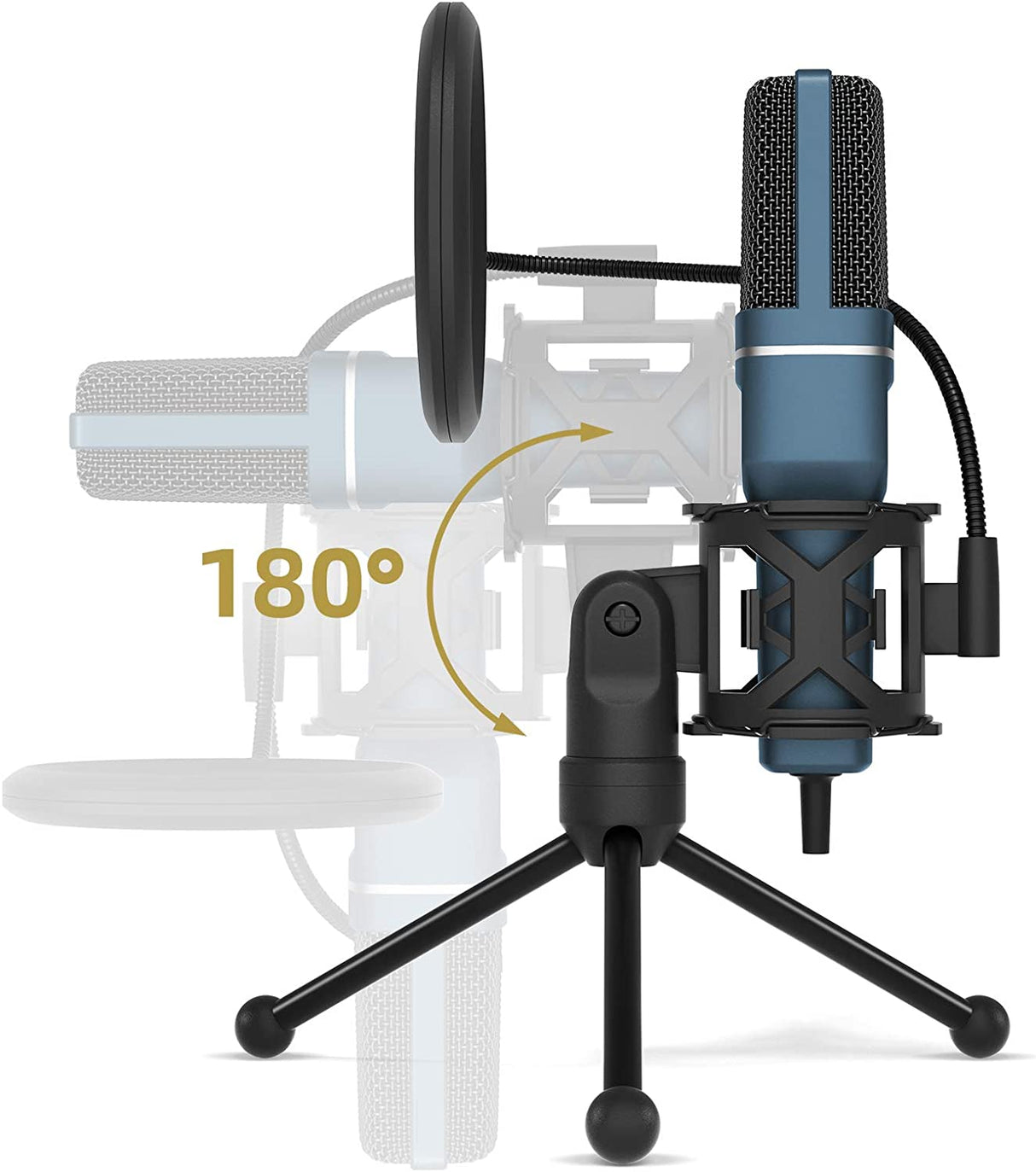 TONOR Micrófono USB, condensador cardioide para computadora, micrófono para juegos de PC con soporte de trípode y filtro pop para transmisión, podcasting, grabación de voz, compatible con computadora portátil de escritorio con Windows, TC-777