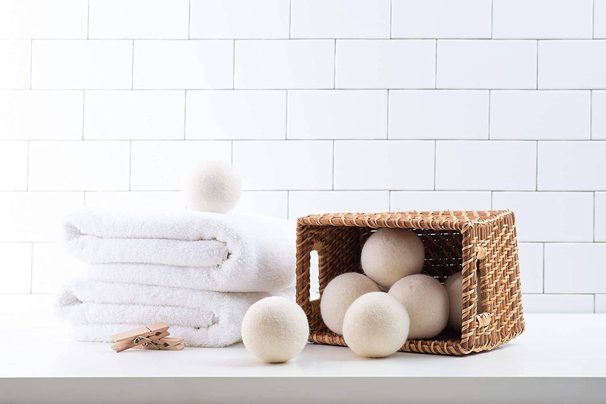 Woolzies Wool Dryer Balls Organic: nuestras grandes esferas de lana son el mejor suavizante de telas | Paquete de 6 bolas para secadora XL para ropa está hecho con lana de Nueva Zelanda | Use bolas de lavandería para secadora con aceites esenciales - DIGVICE MX