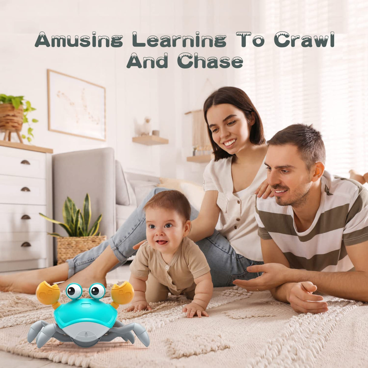 Yeaye Crawling Crawling Crawl Baby Toy Gifts, Juguetes para el tiempo de barriga para bebés, Cute Dancing Walking Moving Baby Cangrejos de inducción sensorial - aa01
