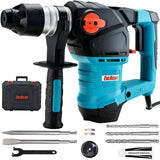 ENEACRO Taladro de martillo giratorio de 1-1/4 pulgadas SDS-Plus de 12.5 amperios, embrague de seguridad 3 funciones con control de vibración incluyendo grasa, cinceles y brocas con estuche - DIGVICE MX