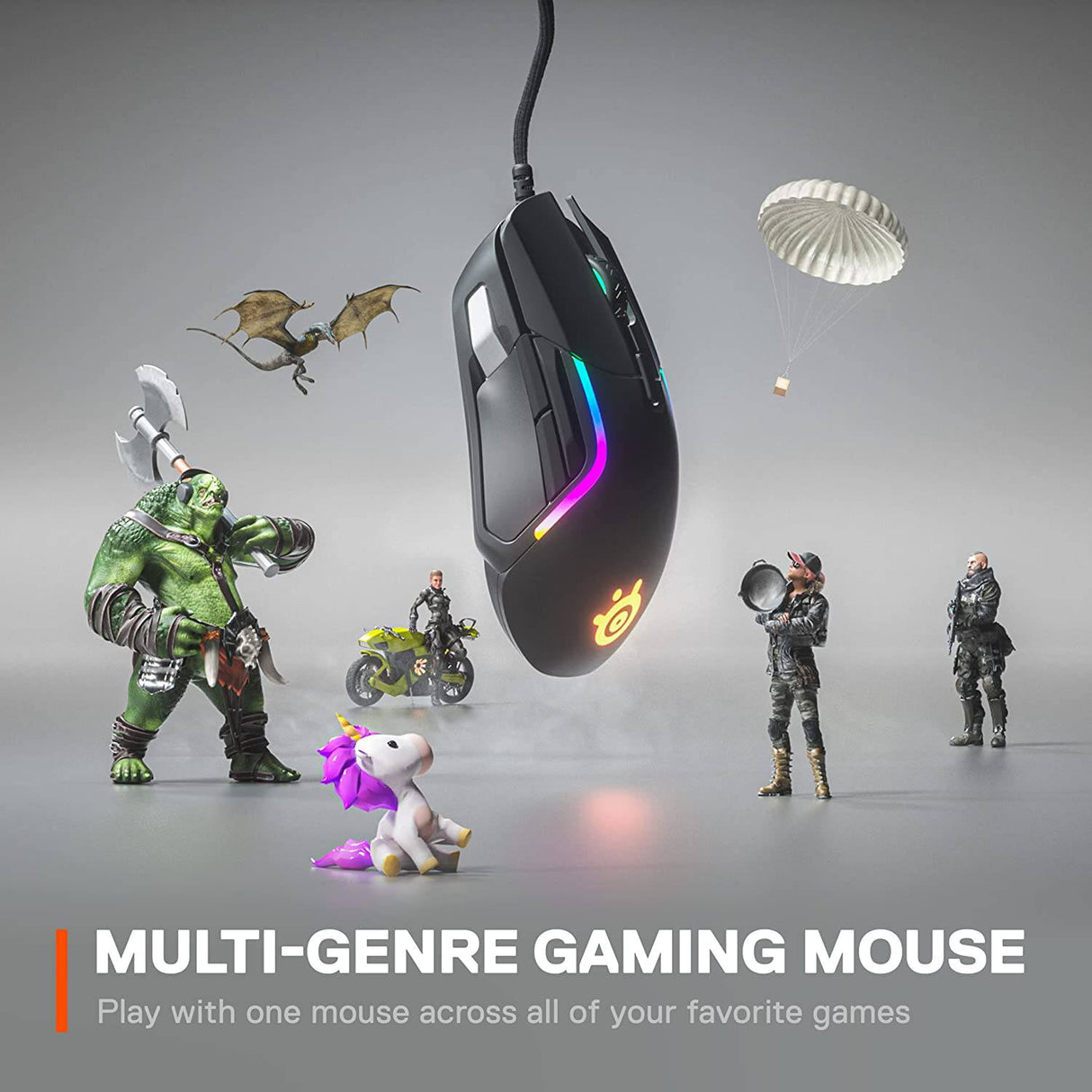 SteelSeries Rival 5 - Ratón para juegos con iluminación PrismSync RGB y 9 botones programables - FPS, MOBA, MMO, Battle Royale - Sensor óptico TrueMove Air de 18,000 CPI - Negro