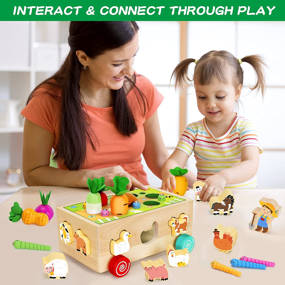 Ellinjan - Juguetes Montessori de madera para niños y niñas pequeños, juguetes de animales de granja - B0B2MVZLT6