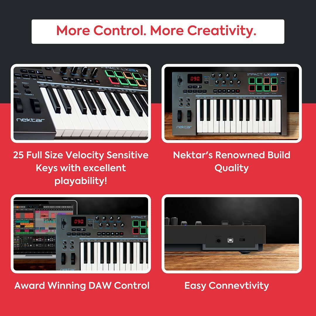 Nektar Impact LX25+ | Teclado controlador USB MIDI con integración Nektar DAW