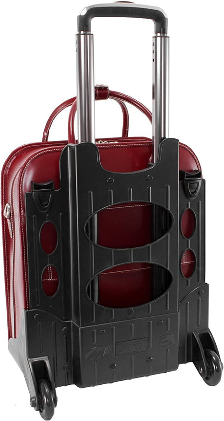 McKleinUSA W Series, LA Grange, cuero de vaca de grano superior, maletín para computadora portátil con ruedas desmontable vertical patentado de cuero de 15 pulgadas, rojo (96496), 12 x 2.5 x 15 pulgadas