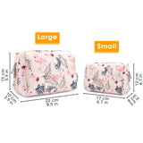 NARWEY - Bolsa de maquillaje grande con cremallera, organizador de cosméticos de viaje para mujeres y niñas (grande, pájaro beige)