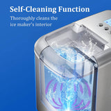 LEUWD - Máquina para hacer hielo en la encimera, 9 cubitos de hielo de bala listos en 6 minutos, cubitos de hielo de 22 libras en 24 horas, autolimpieza, pantalla LCD, máquina de hielo eléctrica de acero inoxidable de 2,1 l con pala de hielo - DIGVICE MX