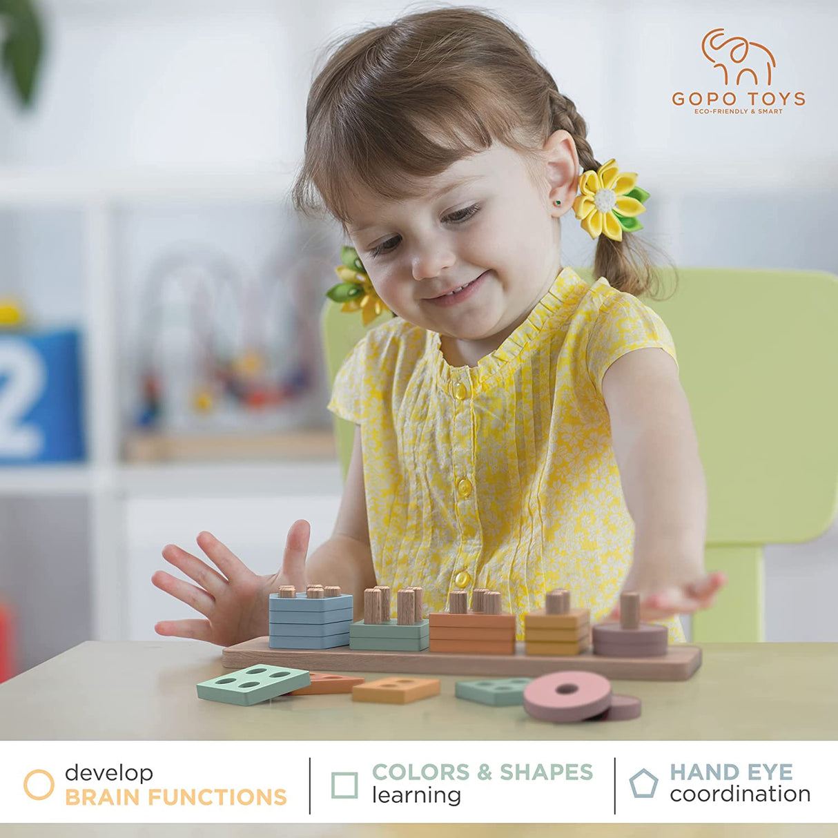 GOPO TOYS Juguetes Montessori Juguetes de clasificación y apilamiento de madera para niños - B09HN4SW88