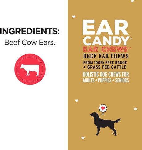 "I and love and you" Ear Candy Cow Ear Strips - Masticables para perros sin granos, 100% golosinas para orejas de ternera para perros grandes y pequeños, Free Range & Grass Fed Beef, 2.5 onzas - DIGVICE MX