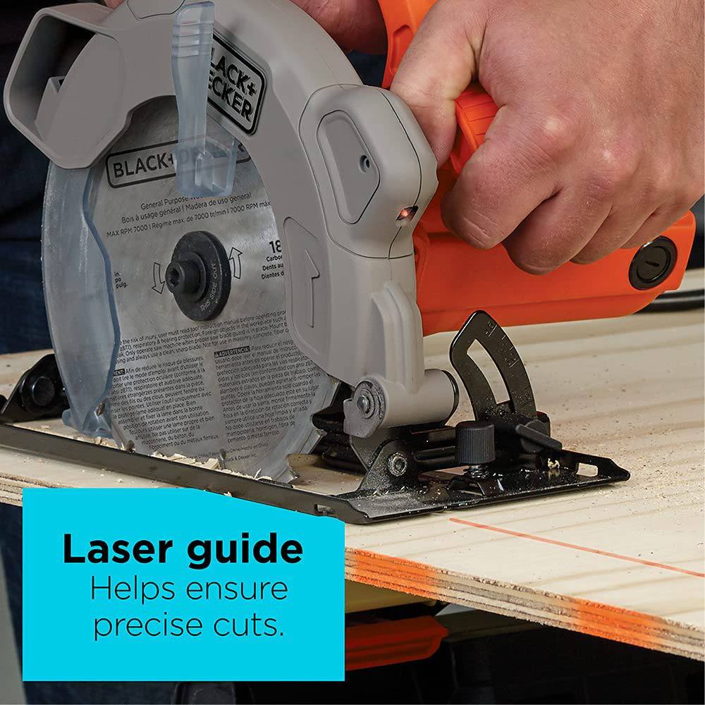 Sierra circular BLACK+DECKER de 7-1/4 pulgadas con láser, 13 amperios (BDECS300C) - DIGVICE MX