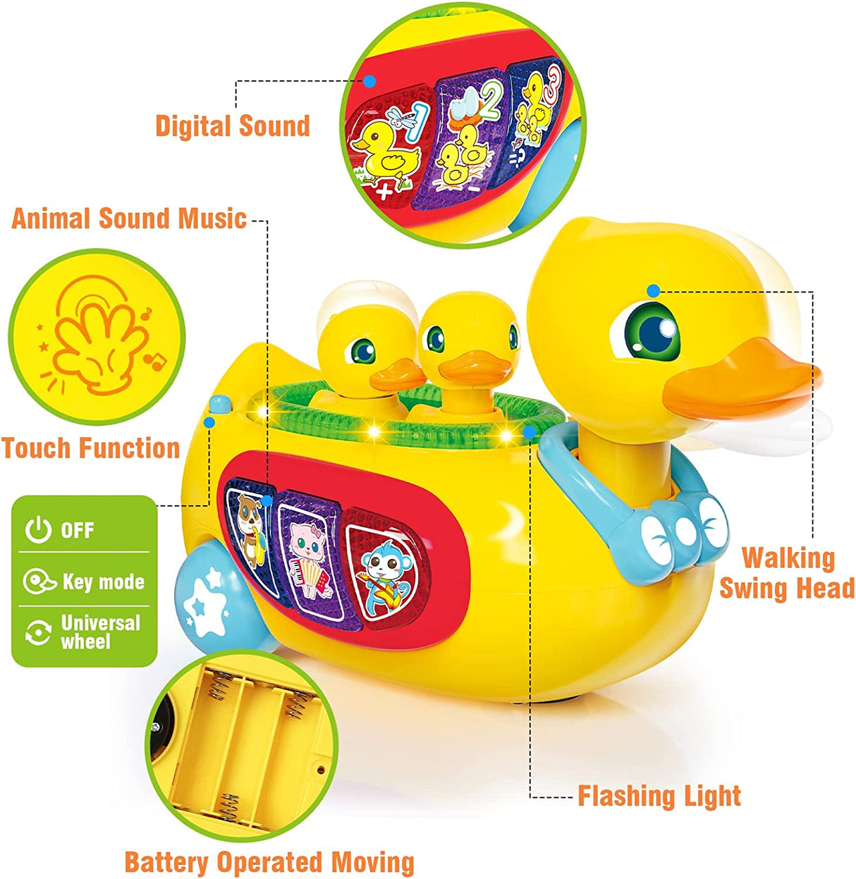 LACCHOUFEE Juguetes para bebés, Pato musical para gatear - B0B9998DCQ