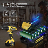 Walensee Juego de brocas inalámbricas de 20 V, taladro eléctrico con control de velocidad variable, taladro de impacto con batería y cargador rápido, accesorios de 32 puntas sin llave, kit de herramientas de destornillador eléctrico para el hogar - DIGVICE MX