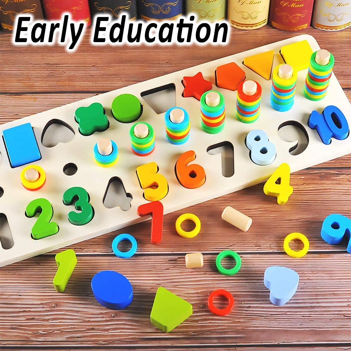 CozyBomb - Rompecabezas de madera con números para clasificar juguetes Montessori para niños - 54789125