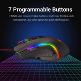 Redragon M602 RGB Ratón para juegos con cable RGB Spectrum Retroiluminado Ratón ergonómico Griffin programable con 7 modos de retroiluminación hasta 7200 DPI para jugadores de PC con Windows (negro)