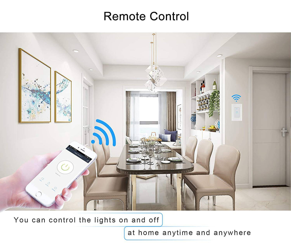 SLOSON Interruptores WiFi inteligentes para luces en la pared 2,4 Ghz 1 vía Compatible con Alexa, Google Home e IFTTT, necesita cable neutro, no requiere concentrador - DIGVICE MX