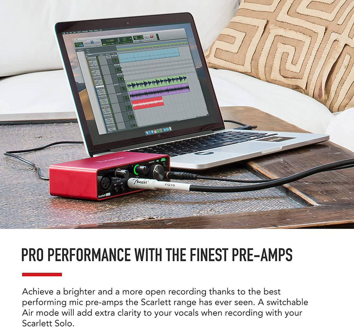 Focusrite Scarlett Interfaz de audio USB Solo de 3.ª generación, para guitarristas, vocalistas, creadores de podcasts o productores: alta fidelidad, grabación con calidad de estudio y todo el software que necesita para grabar
