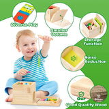 LACCHOUFEE - Kit de juego de madera 5 en 1 Juguete Montessori - Caja de permanencia de objetos, Caja de monedas, Cosecha de zanahorias, Captura de gusanos, Clasificador de formas - B0B1MMTKTK