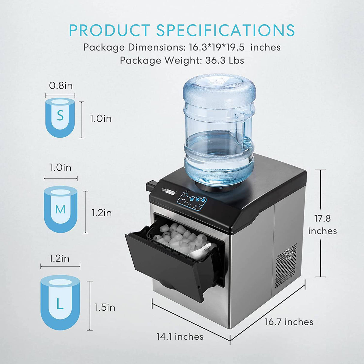 VIVOHOME Electric 2 in 1 Countertop Ice Cube Maker con dispensador de agua Combo Machine 48lbs/Day - DIGVICE MX