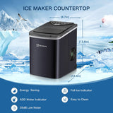 Techdorm  - Máquina para hacer hielo para encimera, 9 cubitos de hielo de bala listos en 6-8 minutos, máquinas de hielo portátiles de 26 libras/24 horas, 2 tipos de tamaño de hielo - DIGVICE MX