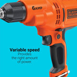 BLACK+DECKER Taladro con cable, 6.0 Amp, 3/8 pulgadas (DR340C) - DIGVICE MX