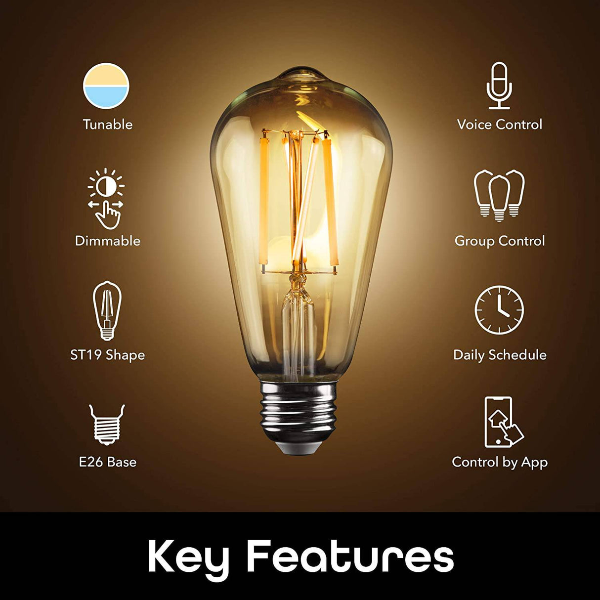 Geeni LUX Edison ST19 Edison WiFi LED Smart Bulb, 2700K - 6500K 8W, base E26, regulable, luz blanca sintonizable, compatible con Amazon Alexa y Google Home, no requiere concentrador, paquete de 2 - DIGVICE MX