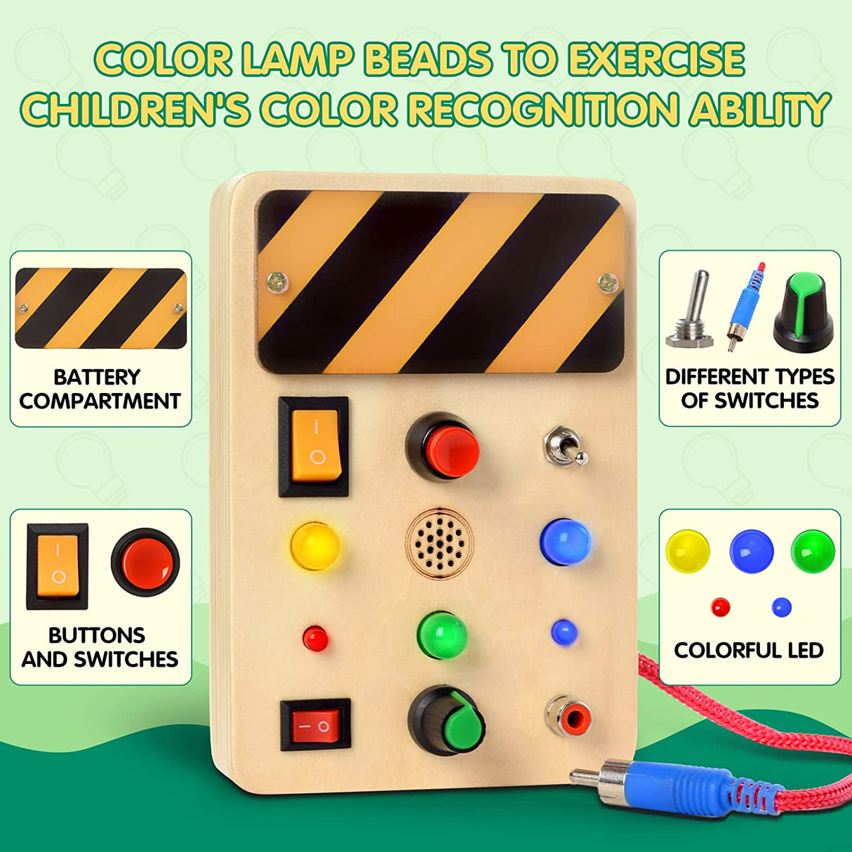 POLKRANE Tablero ocupado con luz LED, juguetes sensoriales para niños pequeños - POL-POL-DE-MB-01