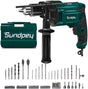 Sundpey Taladros eléctricos con cable - 1/2 pulgada 710W Velocidad variable 0-2800rpm Juego de 80 piezas Taladro de impacto con cable Dos modos Manija giratoria Medidor de profundidad para mejorar el hogar Construcción Concreto - DIGVICE MX