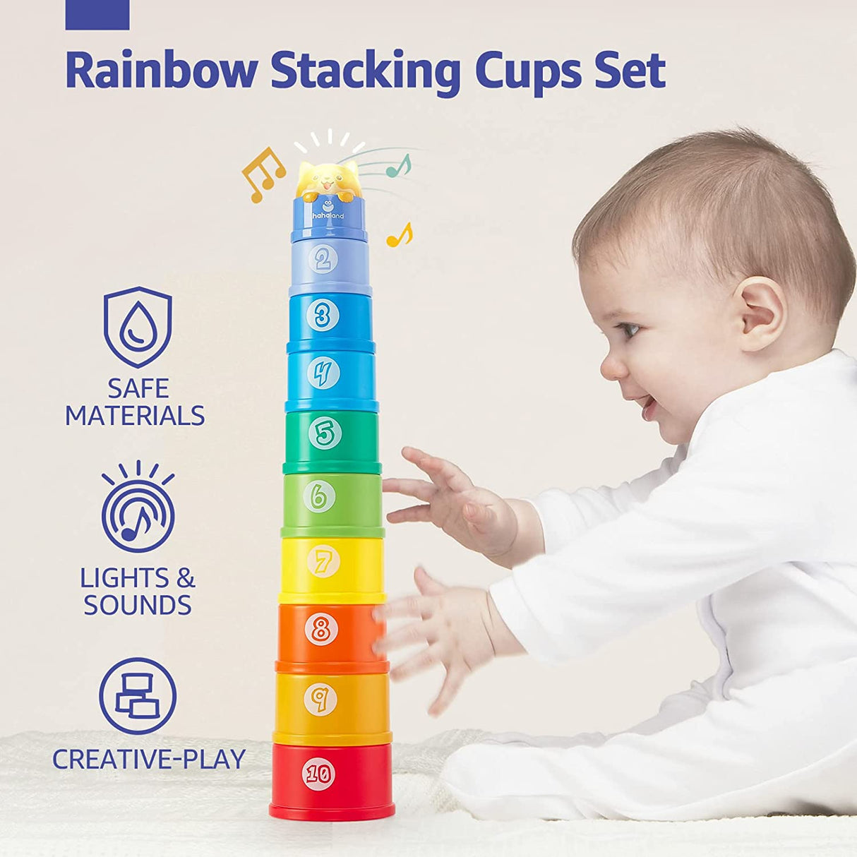 hahaland Vasos apilables Juguetes para bebés de 12 a 18 meses, Juguetes apilables de aprendizaje B08SQND4SV
