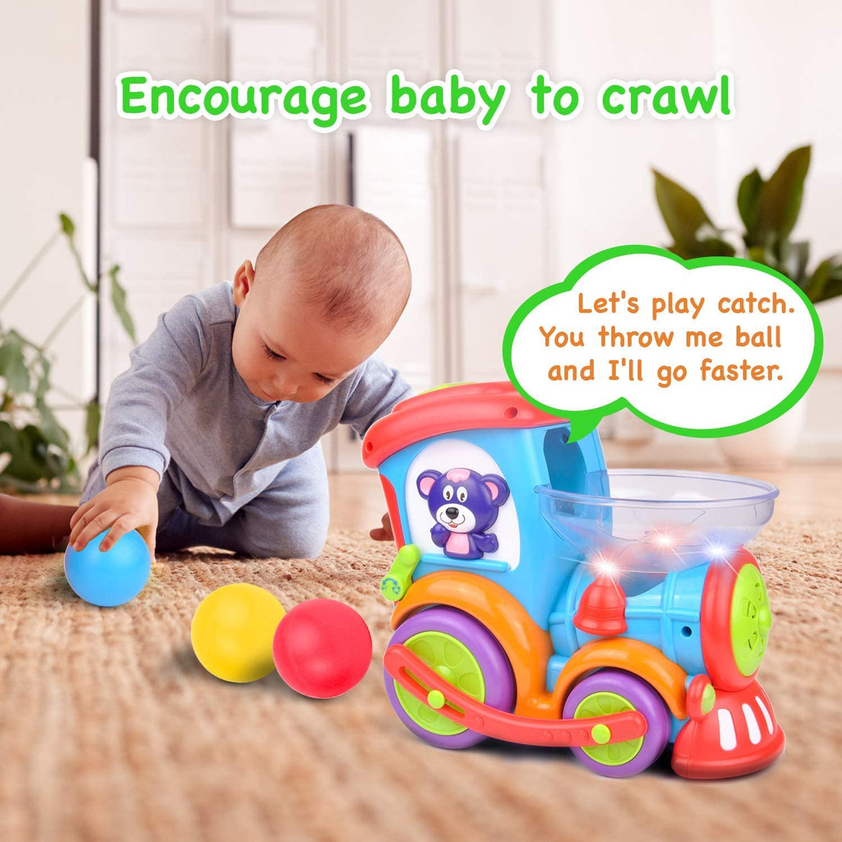 Kidpal Juguete para bebés, juguetes educativos para bebés, luz, música, persecución, estallido de bolas, juguete de coche para bebés - B07W17MX4B