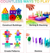 HELLOWOOD Montessori Juguetes de madera para clasificar y apilar para niños pequeños - WT20