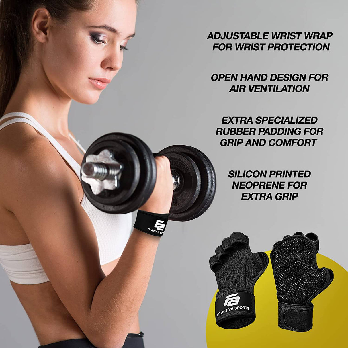 Guantes de entrenamiento para mujer, levantamiento de pesas con soporte de  correa de muñeca, guantes acolchados de medio dedo para gimnasio, ejercicio