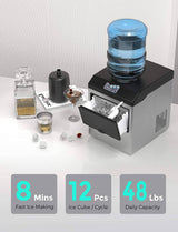SOUKOO  - Fabricadora de hielo 2 en 1, fabricantes de cubitos de hielo diarios de 48 libras, acero inoxidable - DIGVICE MX