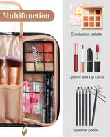 Relavel - Estuche para brochas de maquillaje Estuche para brochas de maquillaje, Estuche de cuero negro con bolsa transparente pequeña