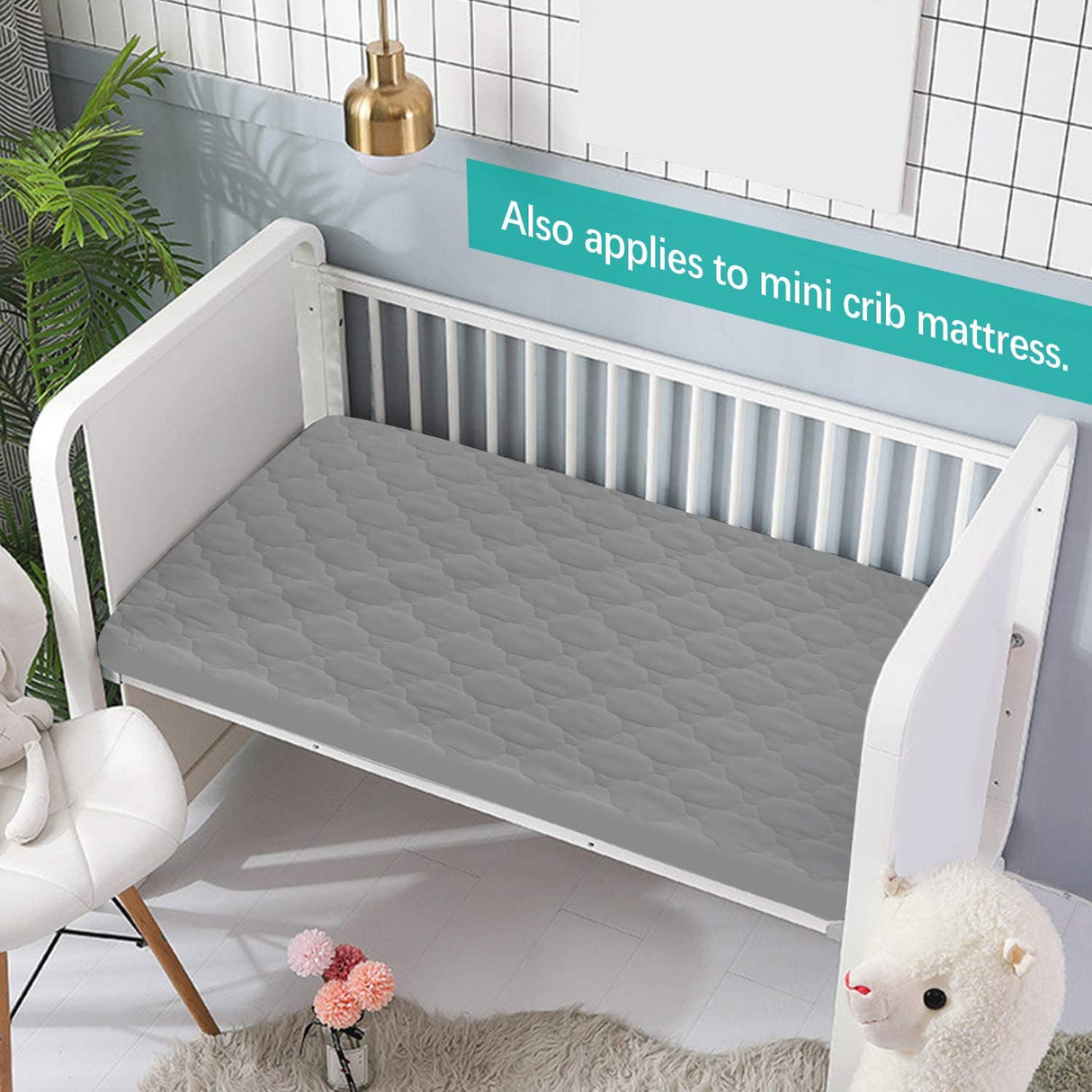 BILOBAN - Protector de colchón para Pack n Play impermeable, Premium acolchado 39" X 27" apto para colchón de bebé plegable y Playard, mini cuna portátil, gris - DIGVICE MX