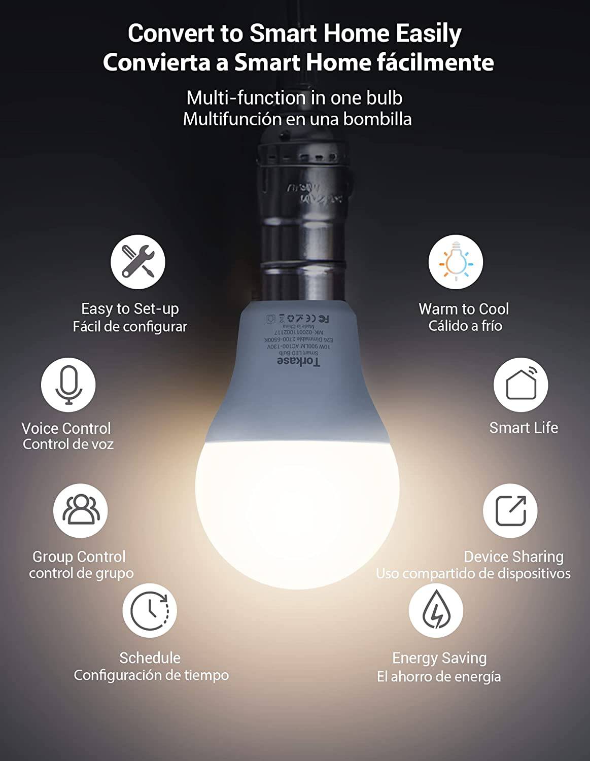 TORKASE - Las bombillas inteligentes funcionan con Alexa Google, 10 W, –  Digvice