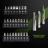 Huepar Destornillador inalámbrico 4V 1.5Ah Max 6Nm Kit de destornillador eléctrico Recargable Pistola de tornillo con 4 accesorios de repuesto-2 Luz LED, 9+1 Ajuste de par y Juego de 35 bits, Cable USB para el hogar DIY CS04 - DIGVICE MX