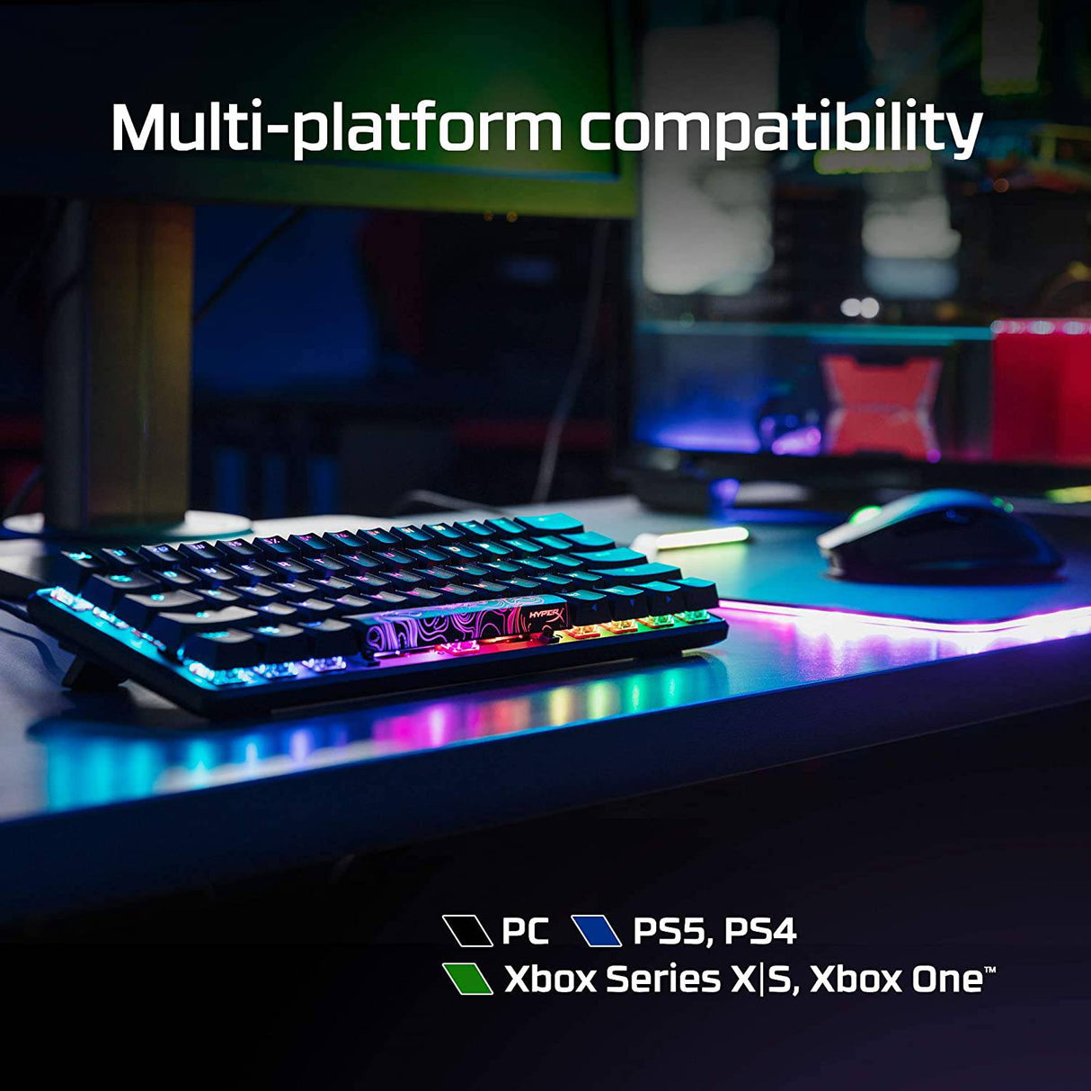 HyperX Alloy Origins 60 - Teclado mecánico para juegos, factor de forma ultracompacto del 60 %, teclas PBT de doble disparo, retroiluminación LED RGB, compatible con el software NGENUITY - Interruptor rojo HyperX lineal