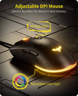 Havit - Combo de teclado y mouse para juegos, teclados de computadora retroiluminados y mouse para juegos RGB, accesorios para juegos Teclado para juegos de PC de 104 teclas con mouse DPI 4800 para Gamer, negro