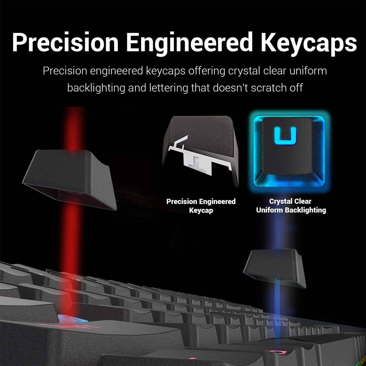 Redragon K552 Teclado mecánico para juegos RGB LED Arco iris retroiluminado Teclado con cable con interruptores rojos para Windows Gaming PC (87 teclas, negro)