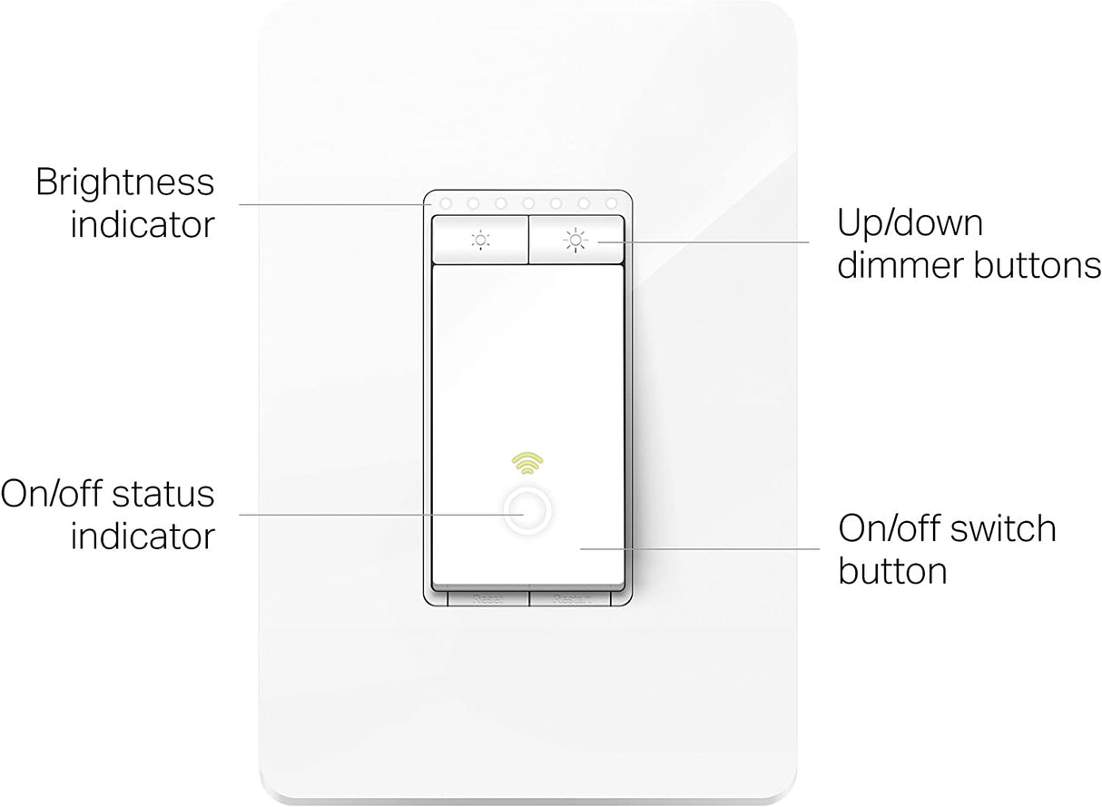 Kasa HS220 Interruptor de atenuación inteligente, unipolar, necesita cable neutro, interruptor de luz Wi-Fi de 2,4 GHz, funciona con Alexa y Google Home, certificado UL, no requiere concentrador - DIGVICE MX